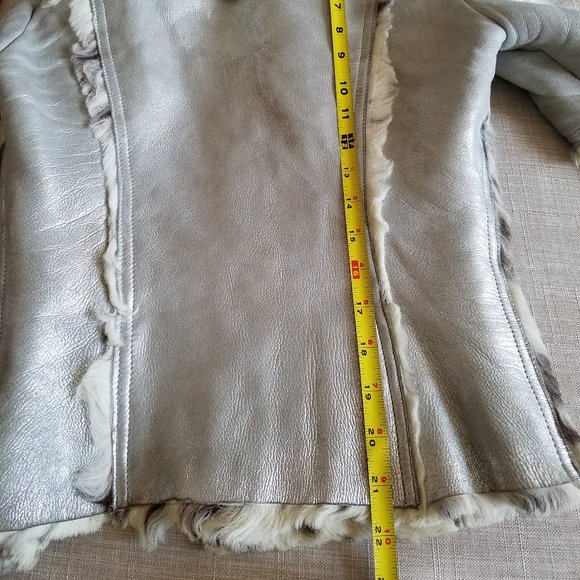 Dolce & Gabbana Italian Silver Leather Coat Jacket Size 24 / 38 - Picture 15 of 16